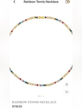 Sahira Jewelry Gold Rainbow Tennis Necklace with Multicolor Gemstones